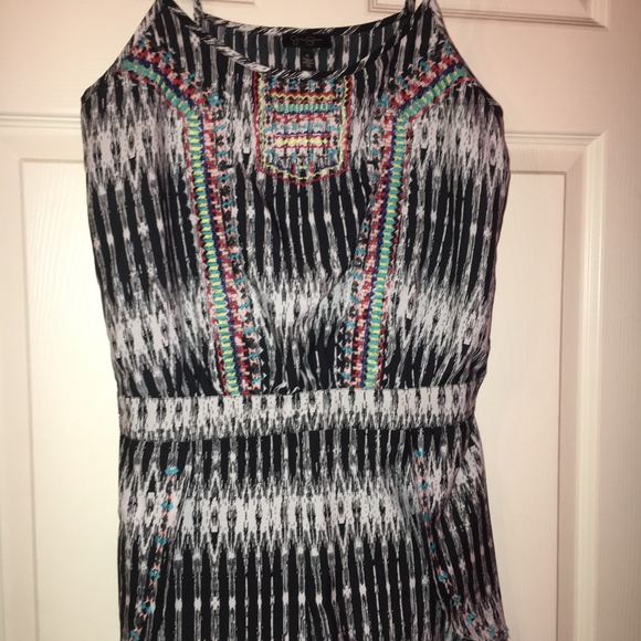 Black and white tribal print romper w/ detailing - Picture 1 of 2